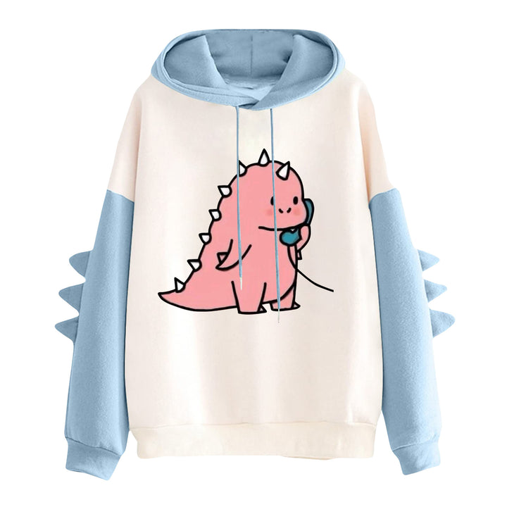 Damen nan Kapuzenpullover mit niedlichem Frosch-Motiv, Kängurutasche und volumigen Ärmelapplikationen Drune