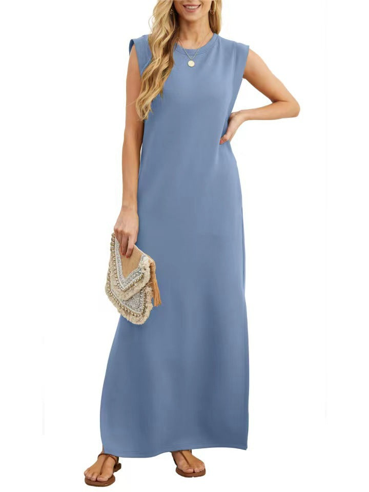 Damen komfortables Maxi-Kleid aus weichem Material mit schmalem Schnitt Drune