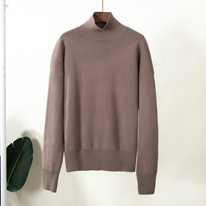 Damen eleganter Strickpullover mit hohem Kragen Drune