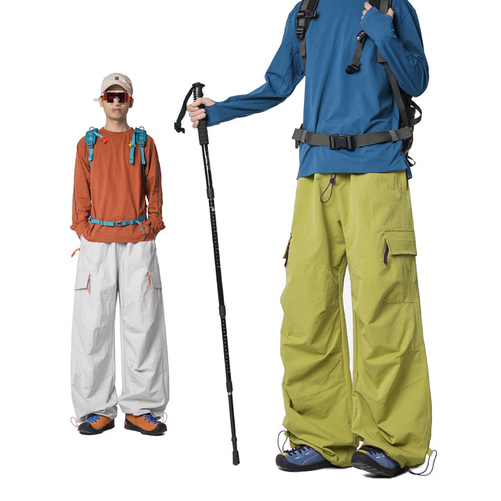 Herren Weite Funktions-Nylonhose mit Tunnelzugbund, Utility-Taschen & Baggy-Silhouette Drune