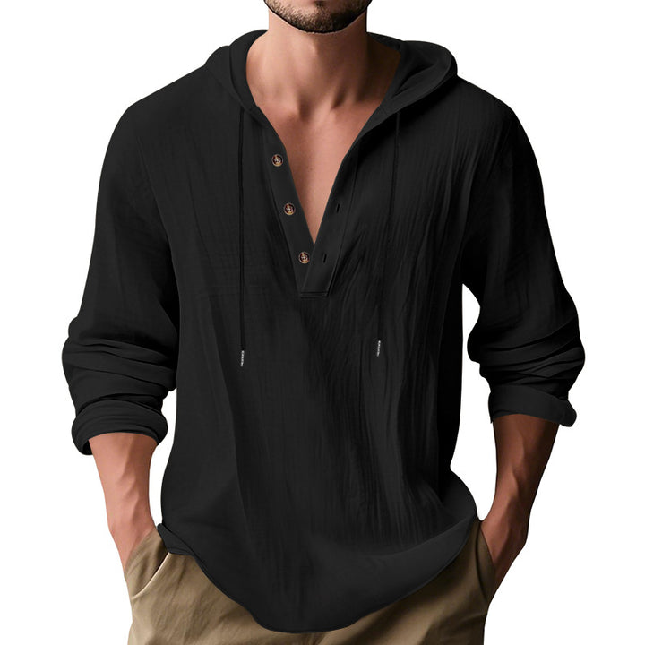 Herren nan lässiges Kapuzenshirt mit Knopfleiste und schmaler Passform Drune