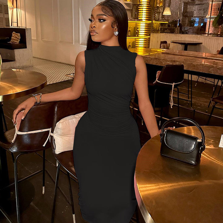 Damen Elegantes figurbetontes Midi-Kleid mit asymmetrischem Saum Drune