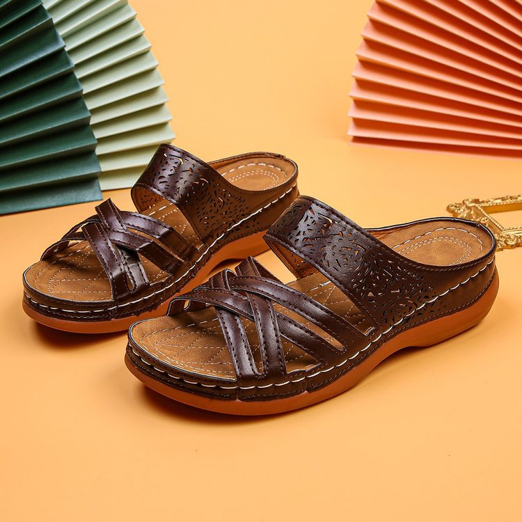 Damen komfortable und stilvolle Pantolette mit durchbrochenem Design Drune