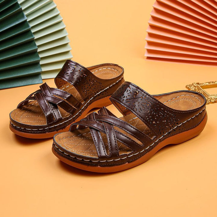 Damen komfortable und stilvolle Pantolette mit durchbrochenem Design Drune