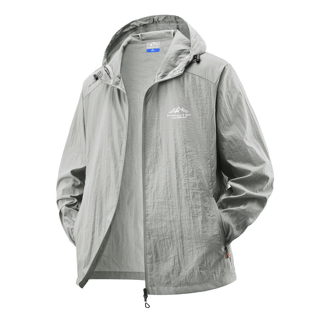 Herren Leichte Windbreaker-Jacke mit verstellbarer Kapuze