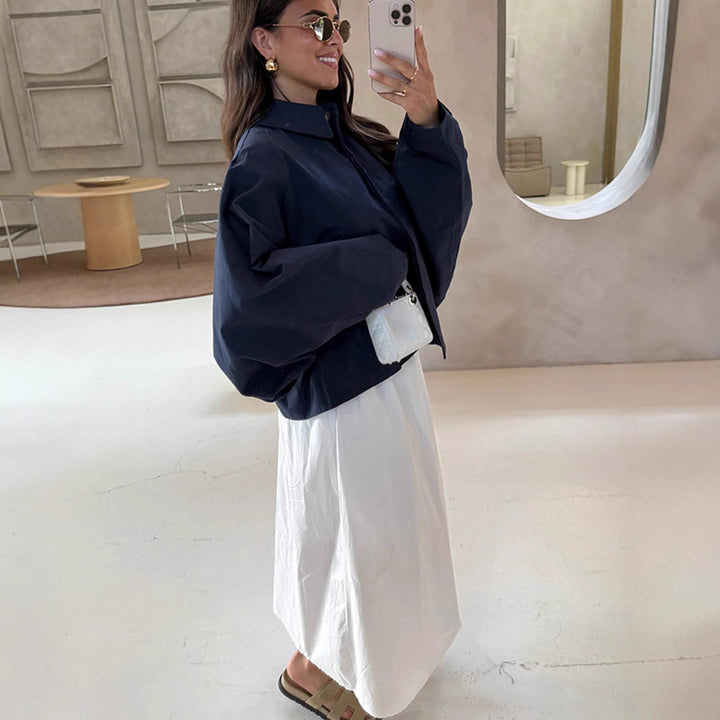 Damen Boxy Cropped Kurzjacke mit voluminösen Ballonärmeln Drune