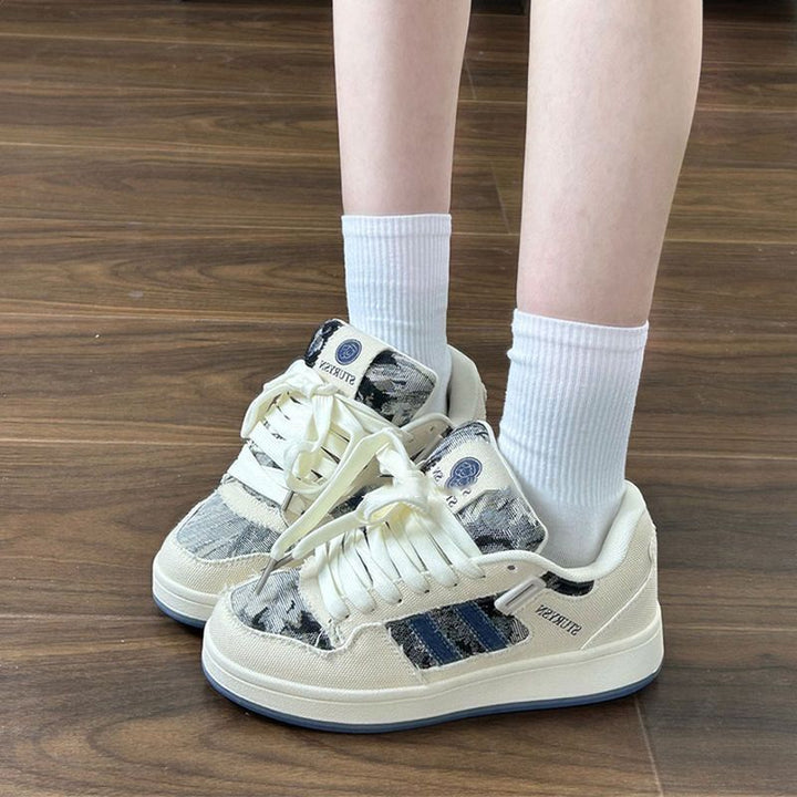 Damen Sneakers im lässigen Denim-Look mit geflochtenem Design Drune