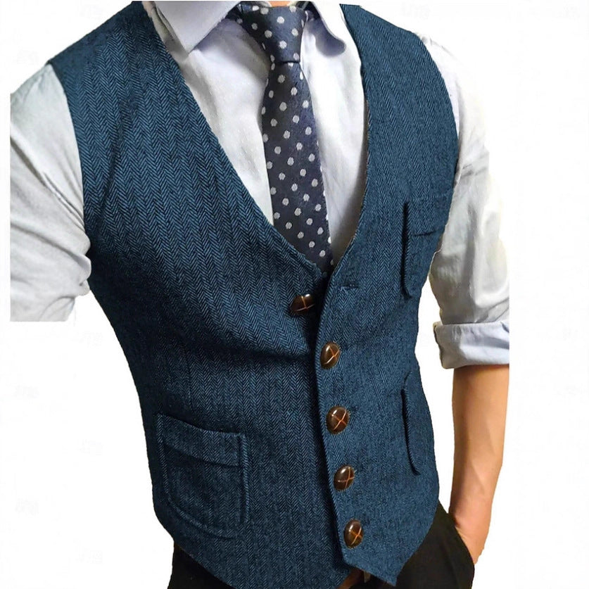Herren Eleganter Weste aus Herringbone-Stoff Drune