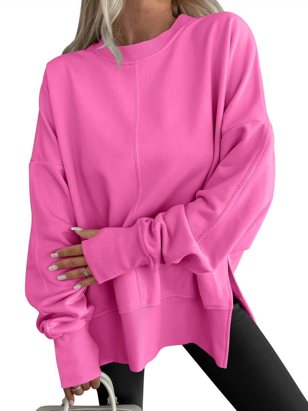 Damen Oversize-Sweatshirt mit Mittelnähte, Rundhals und überschnittener Schulter Drune