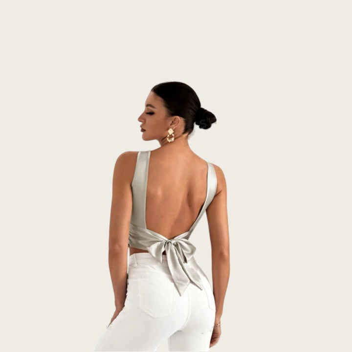Damen elegantes ärmelloses Oberteil mit raffiniertem Drapierungsdesign Drune