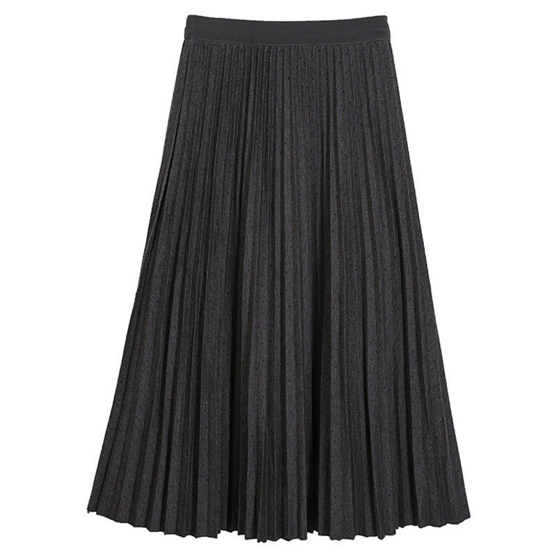 Damen nan plissierter Midirock mit Smokbund und feiner Punktstruktur Drune