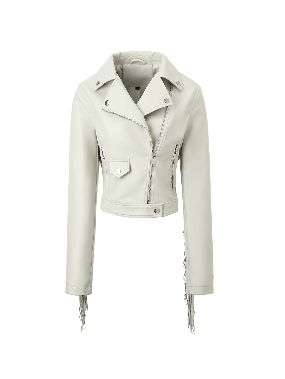 Damen Modische Cropped Bikerjacke Drune