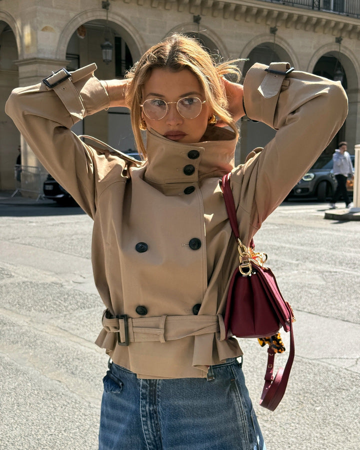 Damen modischer Trenchcoat mit innovativem Schnitt und praktischen Details Drune