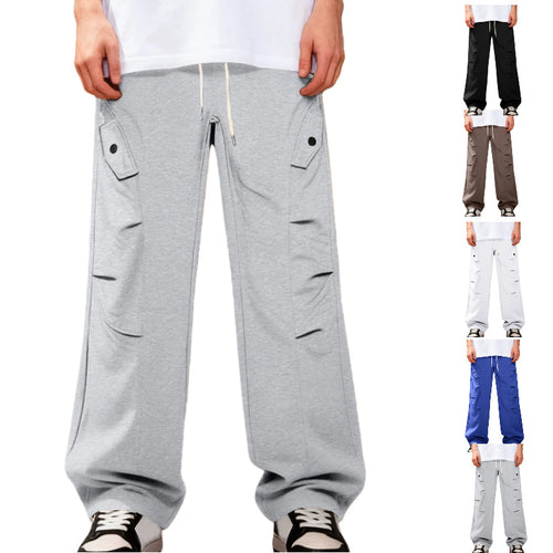 Herren Oversize-Cargo-Hose im Utility-Streetwear-Look mit Tunnelzug und Klappentaschen Drune