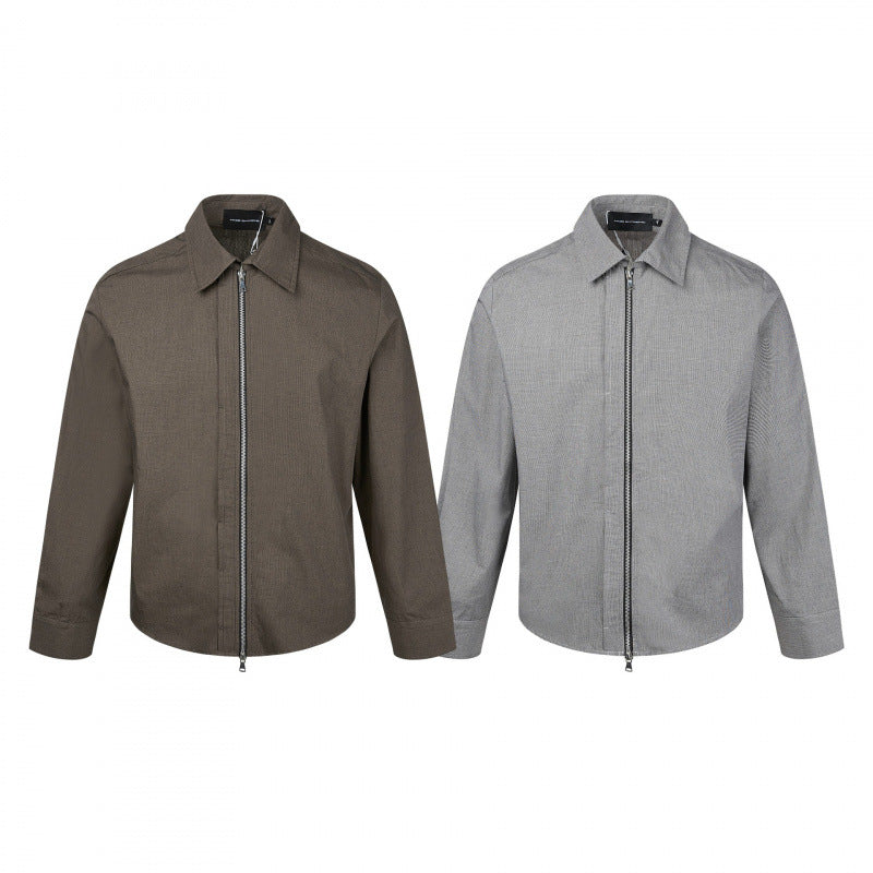 Herren Boxy-Hemdjacke mit Zwei-Wege-Metallreißverschluss und feiner Strukturqualität Drune