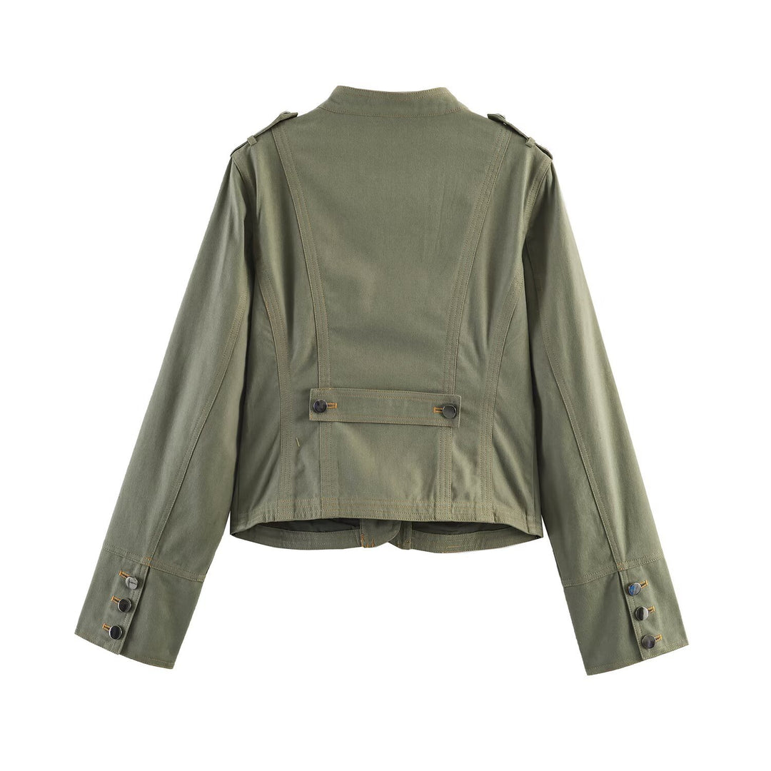 Damen Utility-Fieldjacke mit Stehkragen, Schulterpatten und Pattentaschen Drune