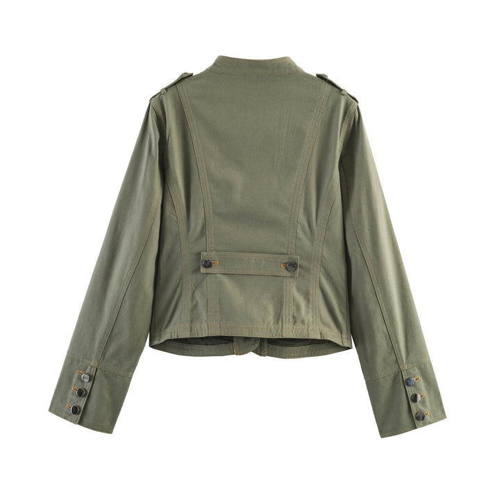 Damen Utility-Fieldjacke mit Stehkragen, Schulterpatten und Pattentaschen Drune