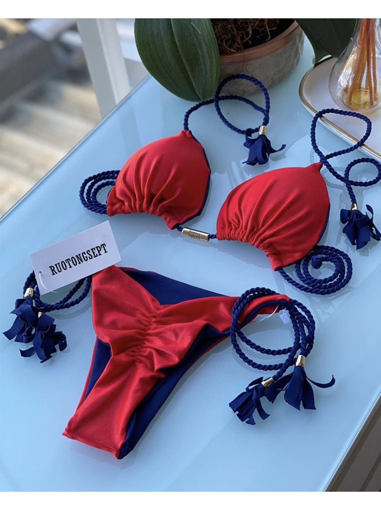 Damen Bikini-Set mit verstellbaren Riemen und raffiniertem Design Drune