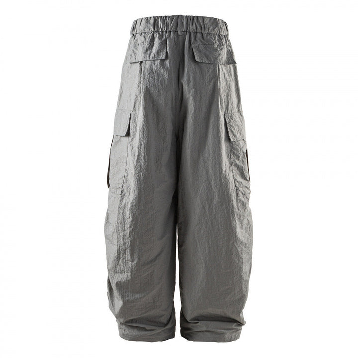 Unisex Weite Cropped Cargo-Hose mit elastischem Bund, Tunnelzug und aufgesetzten Taschen Drune