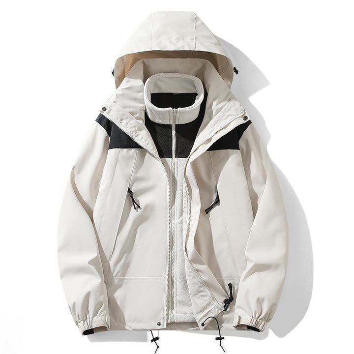 Herren funktionale Outdoor-Softshelljacke mit herausnehmbarer Fleece-Innenjacke, wind- und wasserabweisender Membran und verstellbarer Kapuze Drune