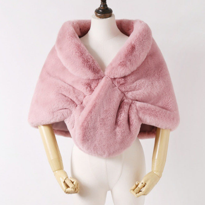 Damen Elegante Kunstpelz Stola im Capelet‑Schnitt Drune
