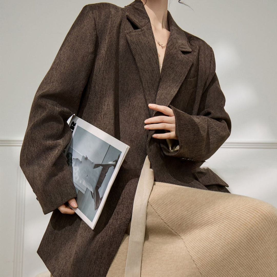 Damen Eleganter und vielseitiger Blazer mit Taillengürtel Drune
