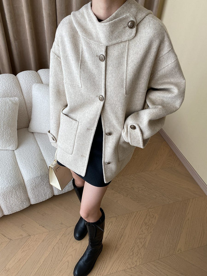 Drune | Wollmischung Mantel - Knopf-Down-Design - Weicher Wollmischgeweb - Herbst & Winter Chic