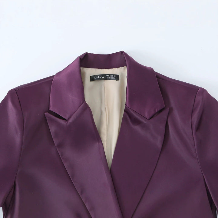 Damen Eleganter Satin-Blazer im Oversized-Look mit Schalkragen und Pattentaschen Drune
