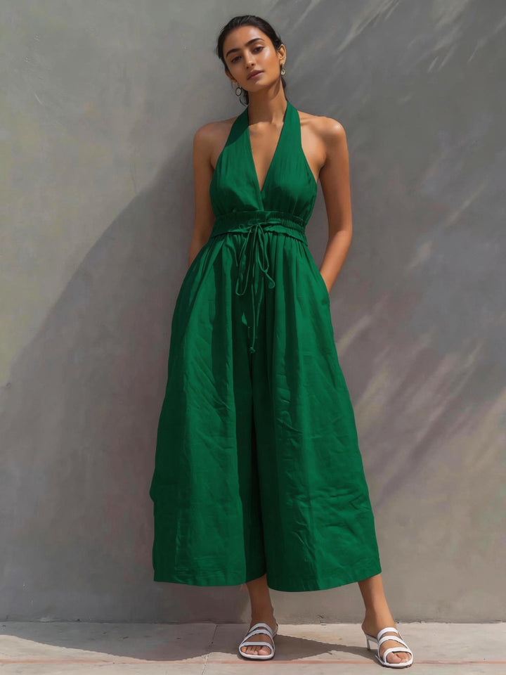 Drune | Rückenfrei, Falten Kleid mit Großen Taschen