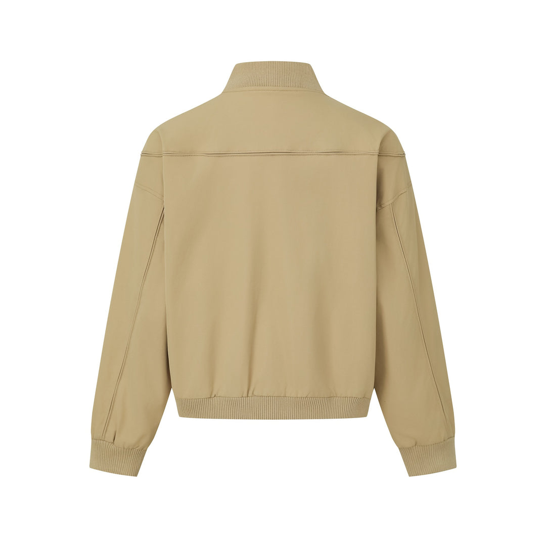 Unisex Kurz geschnittener Boxy‑Blouson mit hohem Rippkragen, verdeckter Knopfleiste und Elastikbund Drune