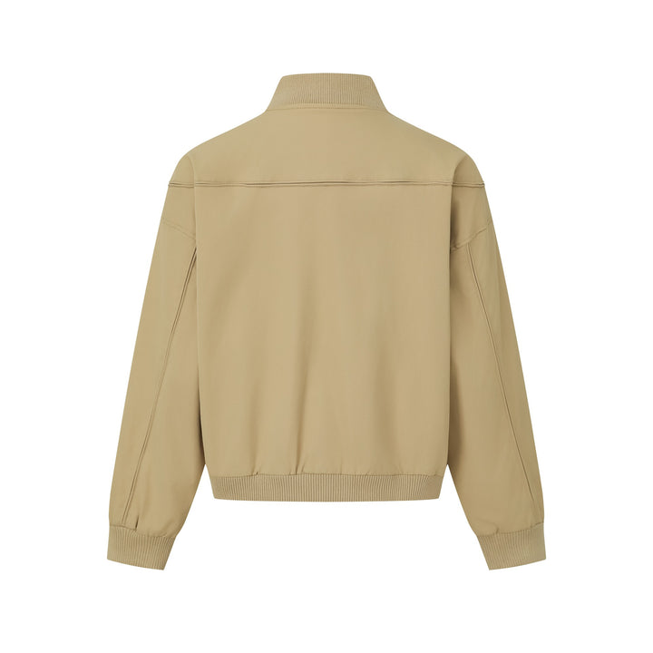 Unisex Kurz geschnittener Boxy‑Blouson mit hohem Rippkragen, verdeckter Knopfleiste und Elastikbund Drune