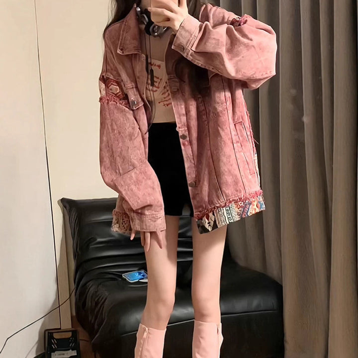 Damen Denimjacke mit einzigartigen Stickereien und modischem Design Drune