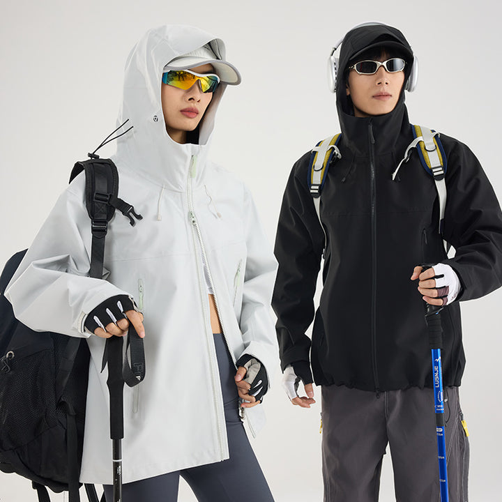 Damen Leichte technische Regenjacke im Oversize-Utility-Schnitt mit verstellbarer Kapuze Drune