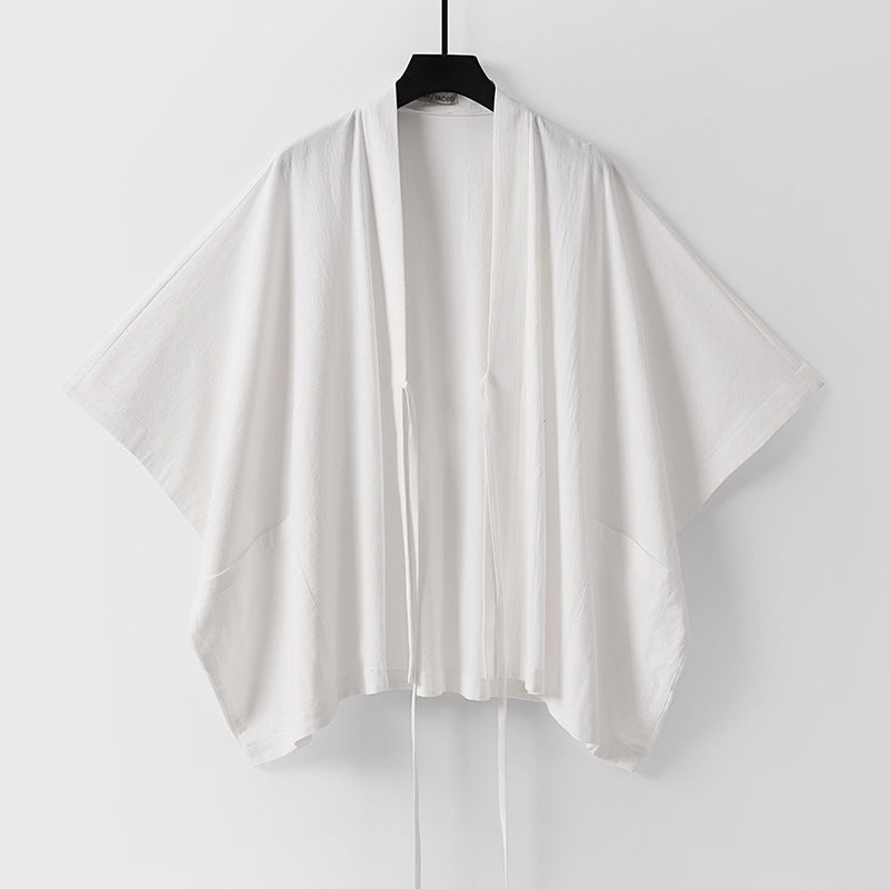 Damen Oversize Kimono-Cardigan mit Bindeband und aufgesetzten Taschen Drune