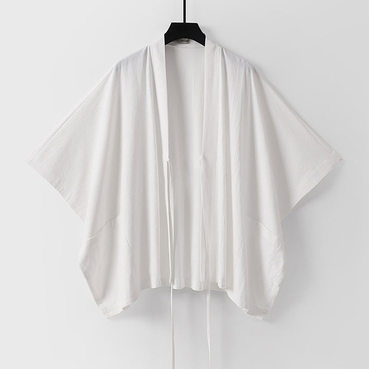 Damen Oversize Kimono-Cardigan mit Bindeband und aufgesetzten Taschen Drune