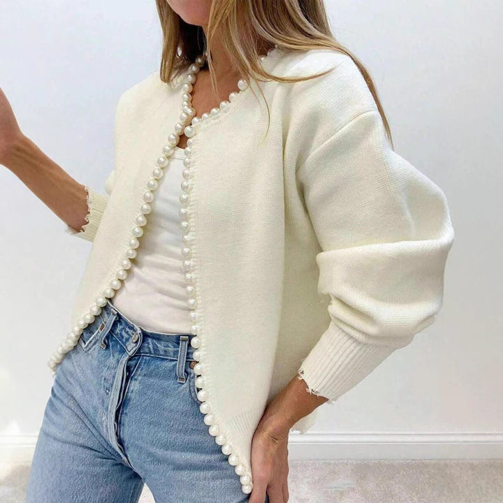 Damen Strickjacke mit Perlenakzenten und lässigem Schnitt Drune