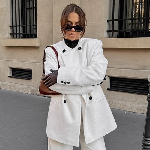 Damen Trendiger Oversized Blazer mit doppelter Knopfleiste Drune