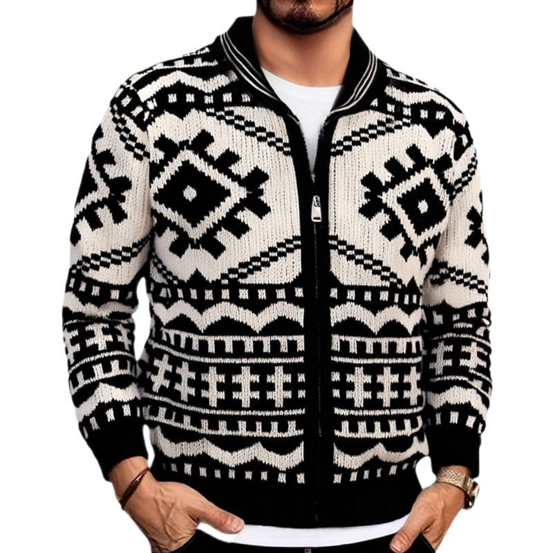 Herren designorientierte Strickjacke mit geometrischem Muster Drune