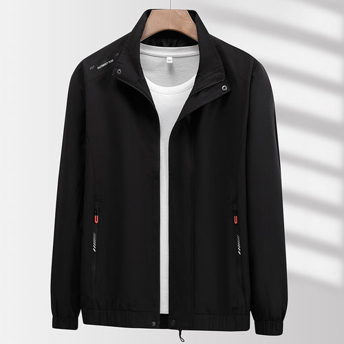 Herren Leichte atmungsaktive Windjacke mit Stehkragen, Reißverschlusstaschen und Kordelzug Saum Drune