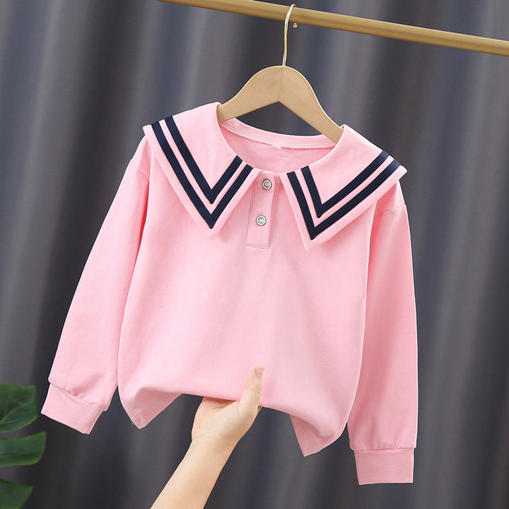 Damen Matrosenbluse mit modernem Kragen und Knopfdetails Drune