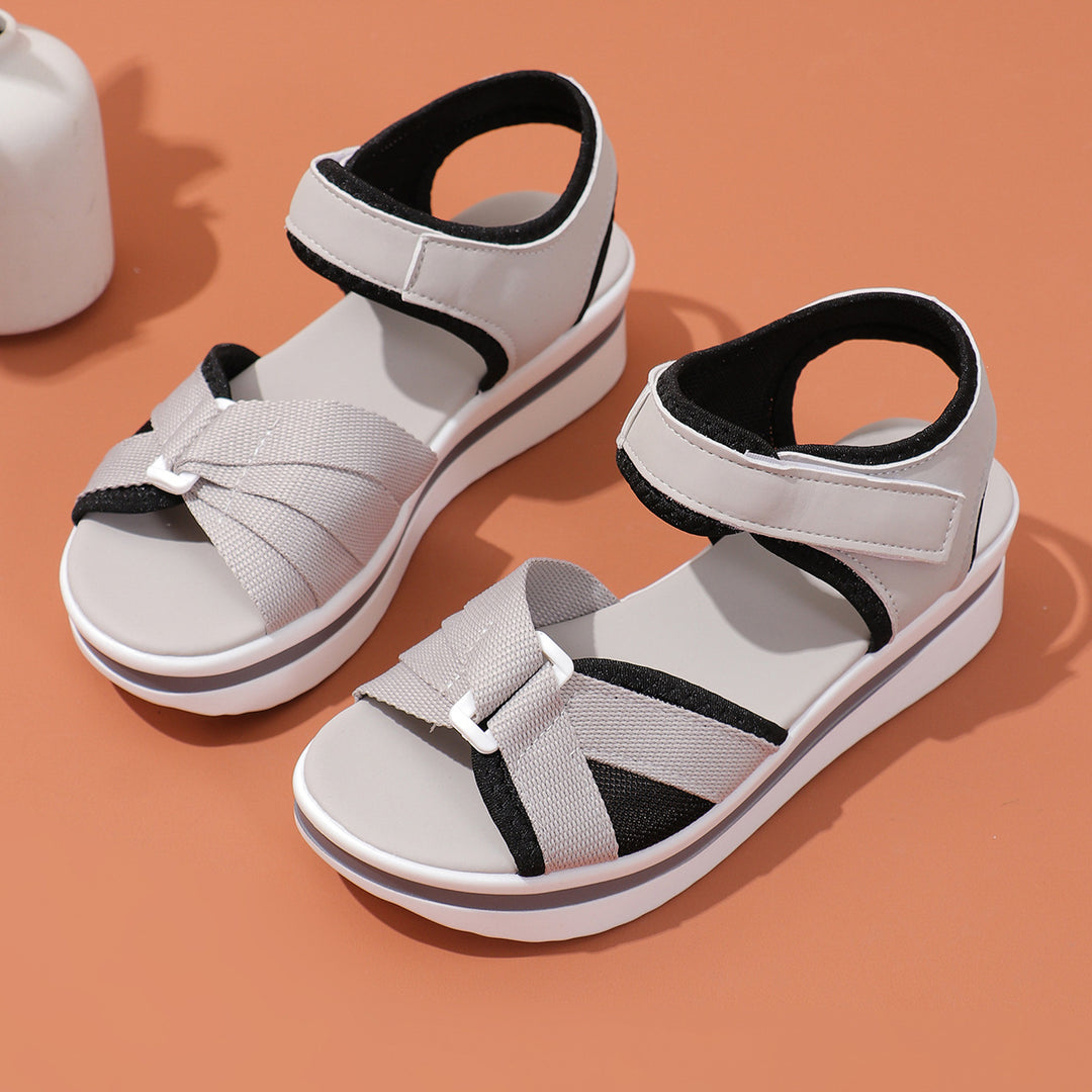 Damen Plateau-Sandalen mit verstellbarem Klettverschluss und atmungsaktivem Mesh Drune
