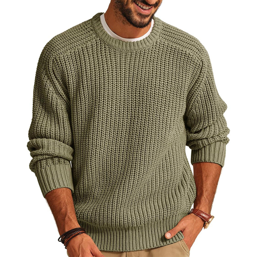 Herren lockerer Grobstrickpullover mit Raglanärmeln Drune