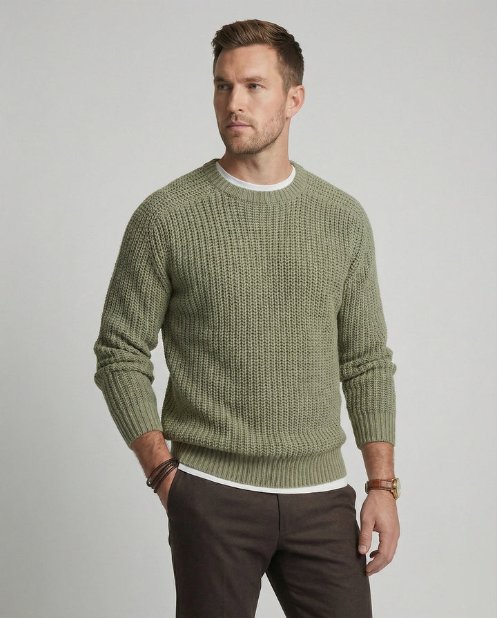 Herren Grobstrick Pullover mit Rundhalsausschnitt und lässigem Schnitt Drune