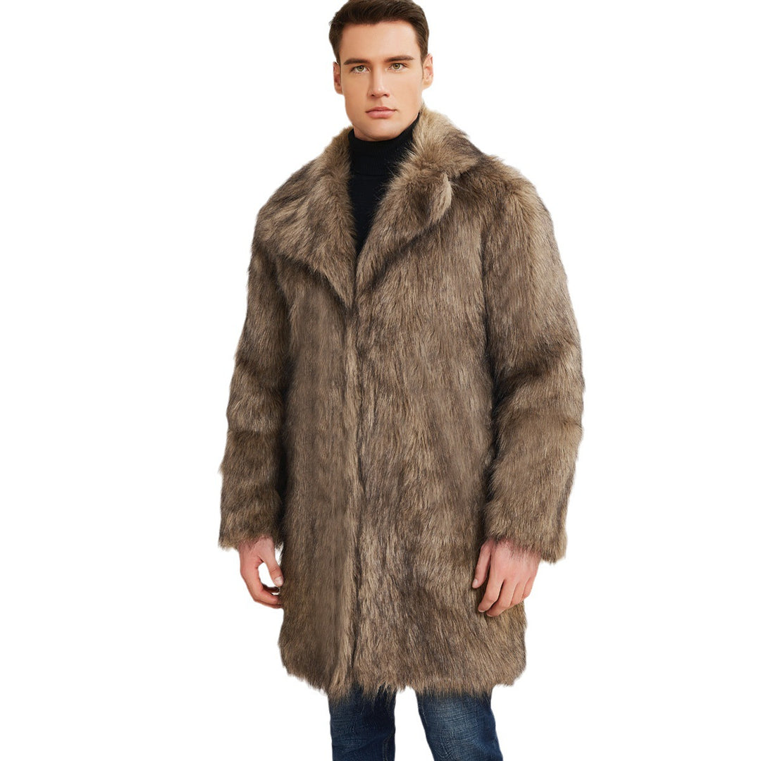 Herren Kunstfell-Kurzmantel mit elegantem Revers Drune