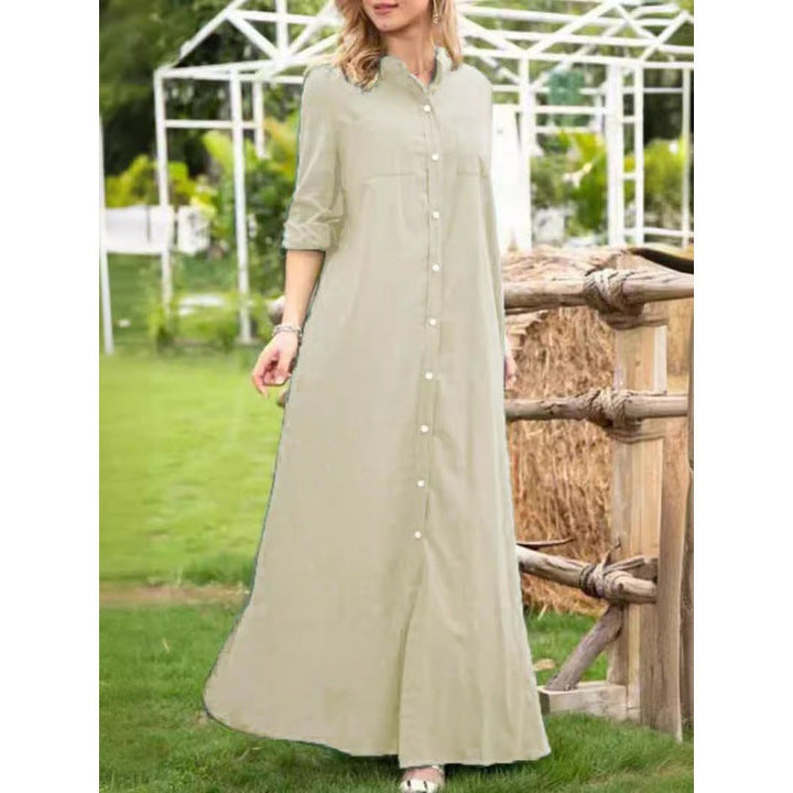 Damen Langarmhemdkleid mit Knopfdetails und raffiniertem Schnitt Drune