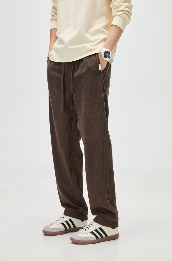 Herren Cordhose mit Kordelzug und geradem Bein Drune