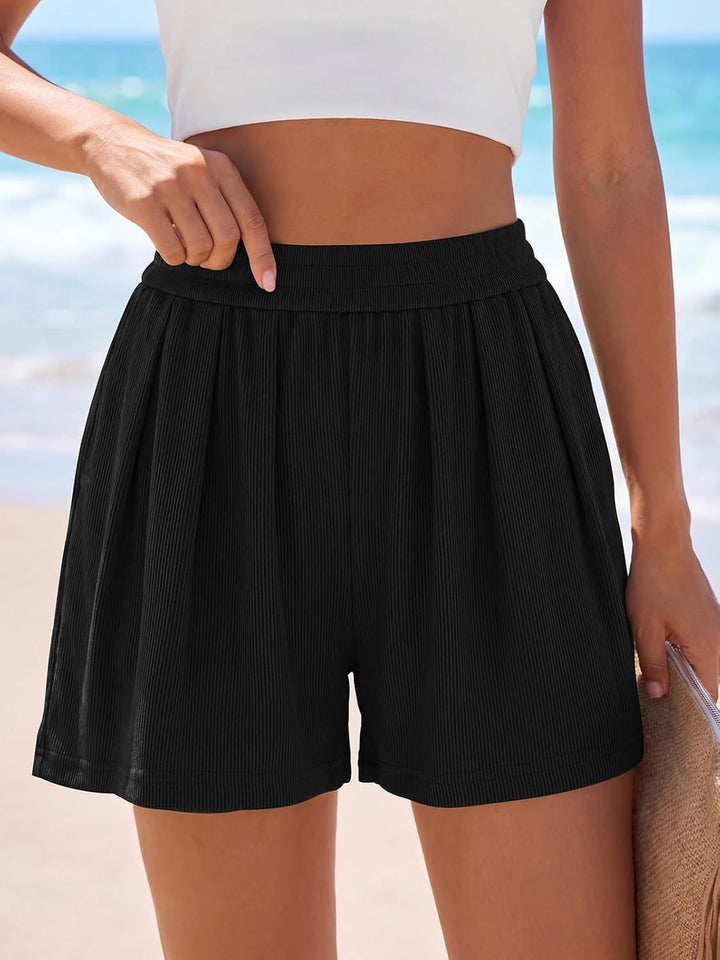 Damen Legere Freizeitshorts mit elastischem Bund und Falten Drune