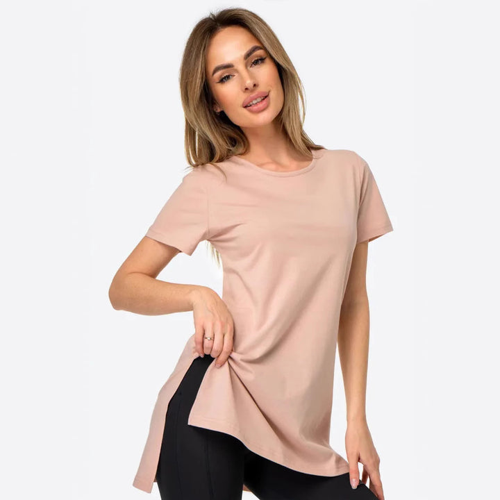 Damen lässiges Longline T-Shirt mit seitlichen Schlitzen und hohen Tragekomfort Drune