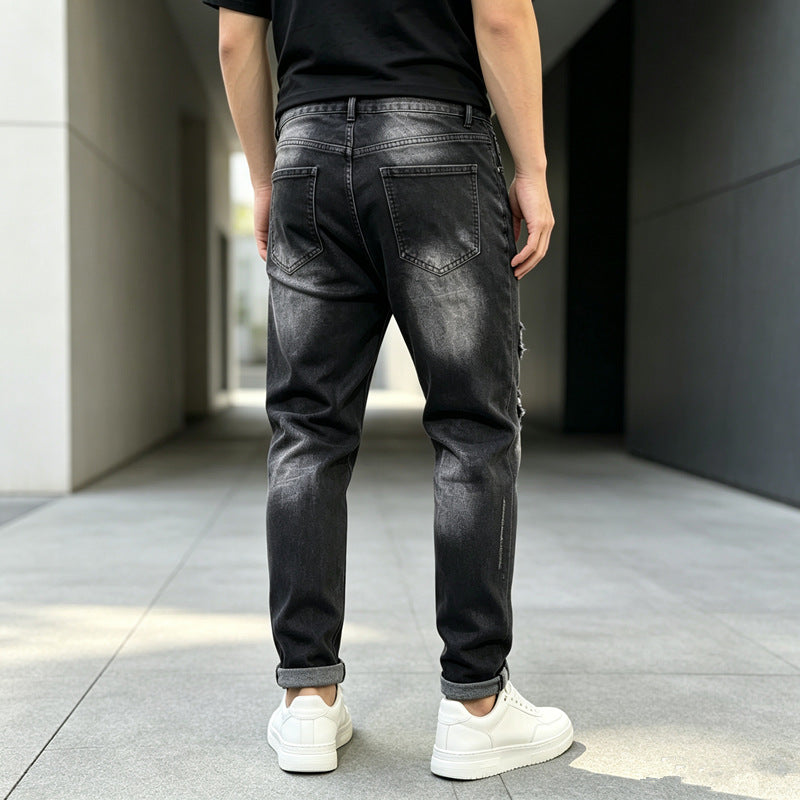 Herren Modische Ripped Jeans mit grafischen Prints Drune