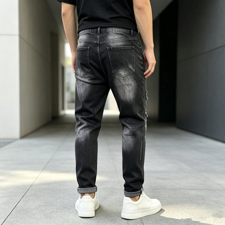 Herren Modische Ripped Jeans mit grafischen Prints Drune